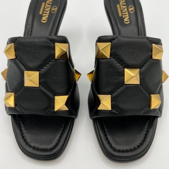 Valentino Garavani Roman Stud Sandal In Quilted NAPPA Black Leather 65 MM - Picture 4 of 15